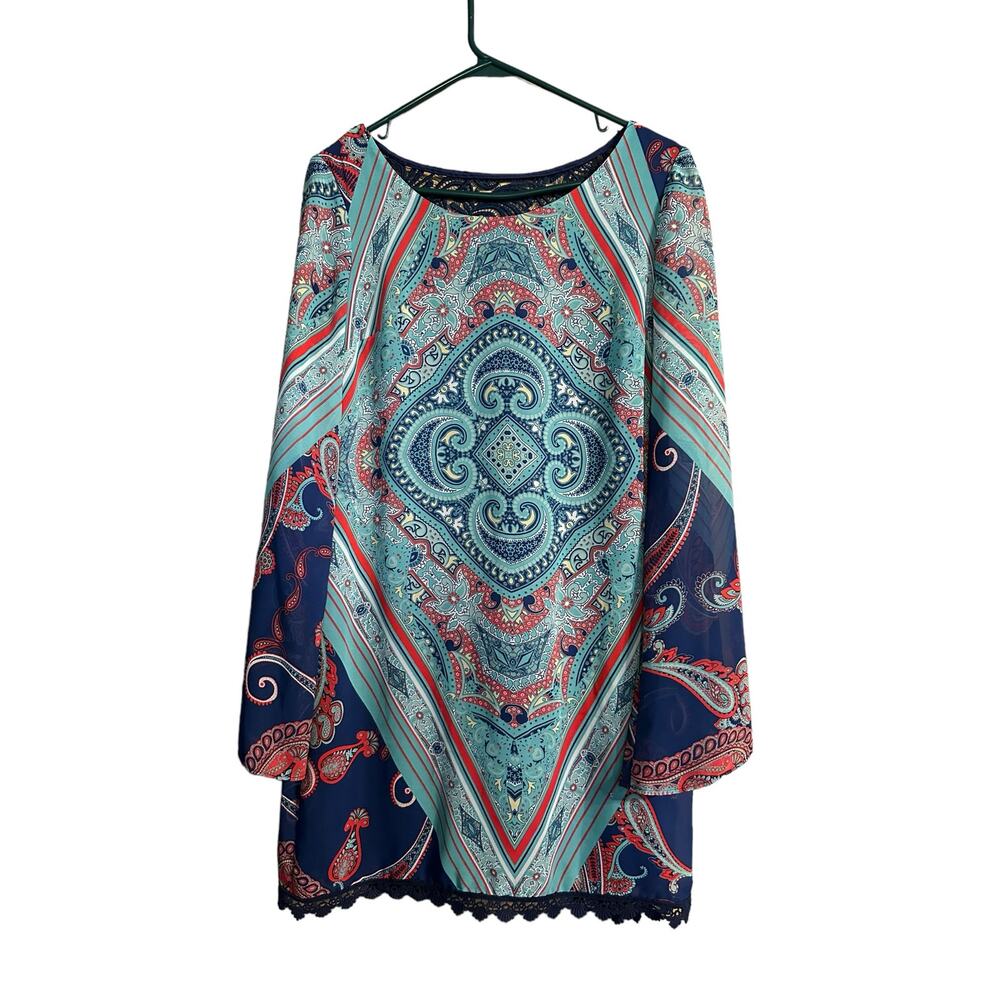 Sequin Hearts Teal with Lace Mini Dress Size Medium